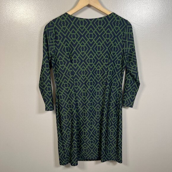 Jude Connally Sabine Shift Dress Size Small Green Blue LIghtweight Work Travel - Picture 2 of 9